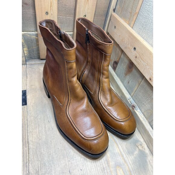 Hy-Test US8.5D Vintage Safety Toe TUFGUM Work Boots Tan Brown Leather Side Zip main image 6